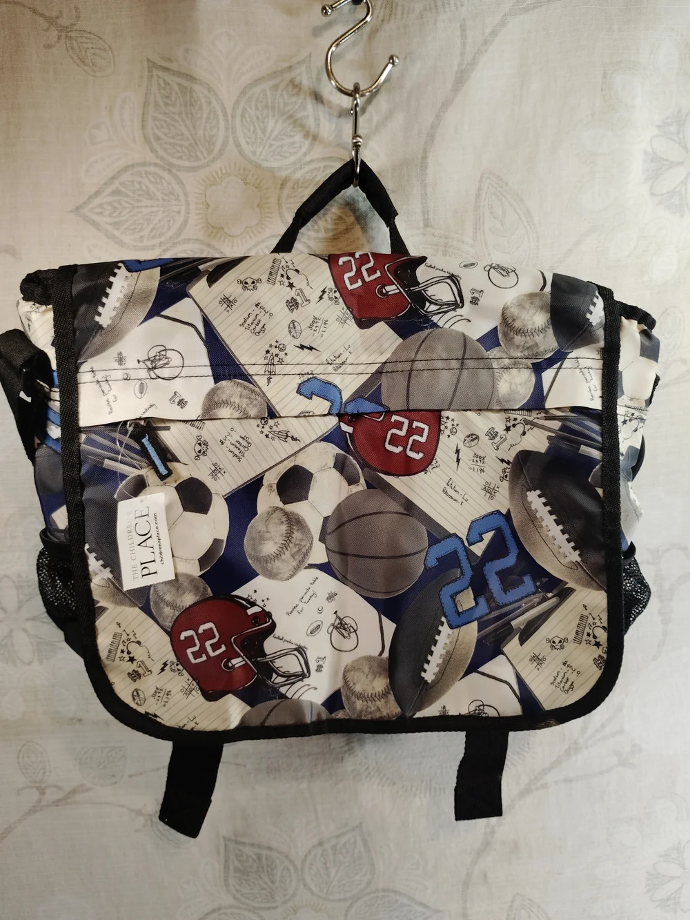 The Children's Place Boys' Sports Print Messenger Bag - Navy/Black/Red
